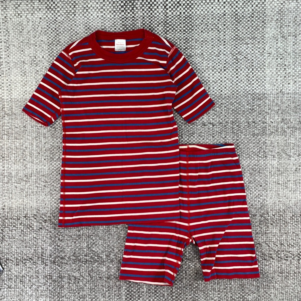 Hanna Andersson Pajama Set Kids Size 12 Red White Blue Striped 61956 100% Cotton